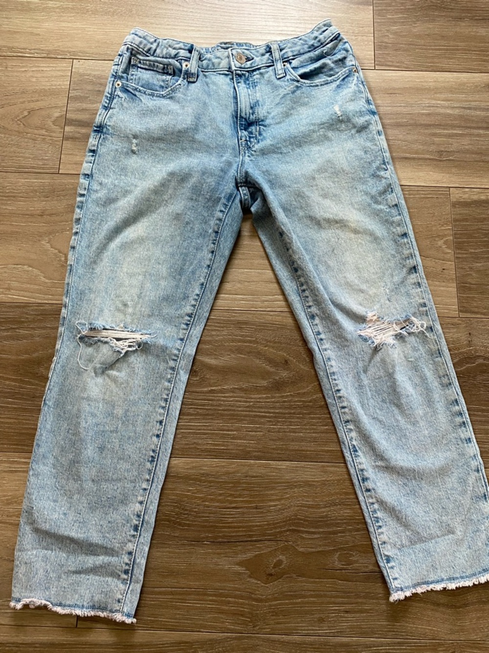 GAP Light Wash Distressed Straight Leg Jeans
